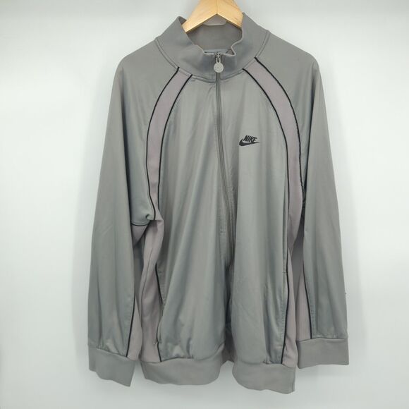 VINTAGE Nike Jacket Men XL Gray Track Zip Up Sport Athletic Logo Gray Tag Y2K - Picture 1 of 12